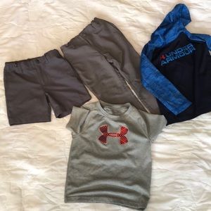 Under armour pants, shorts, and shirts